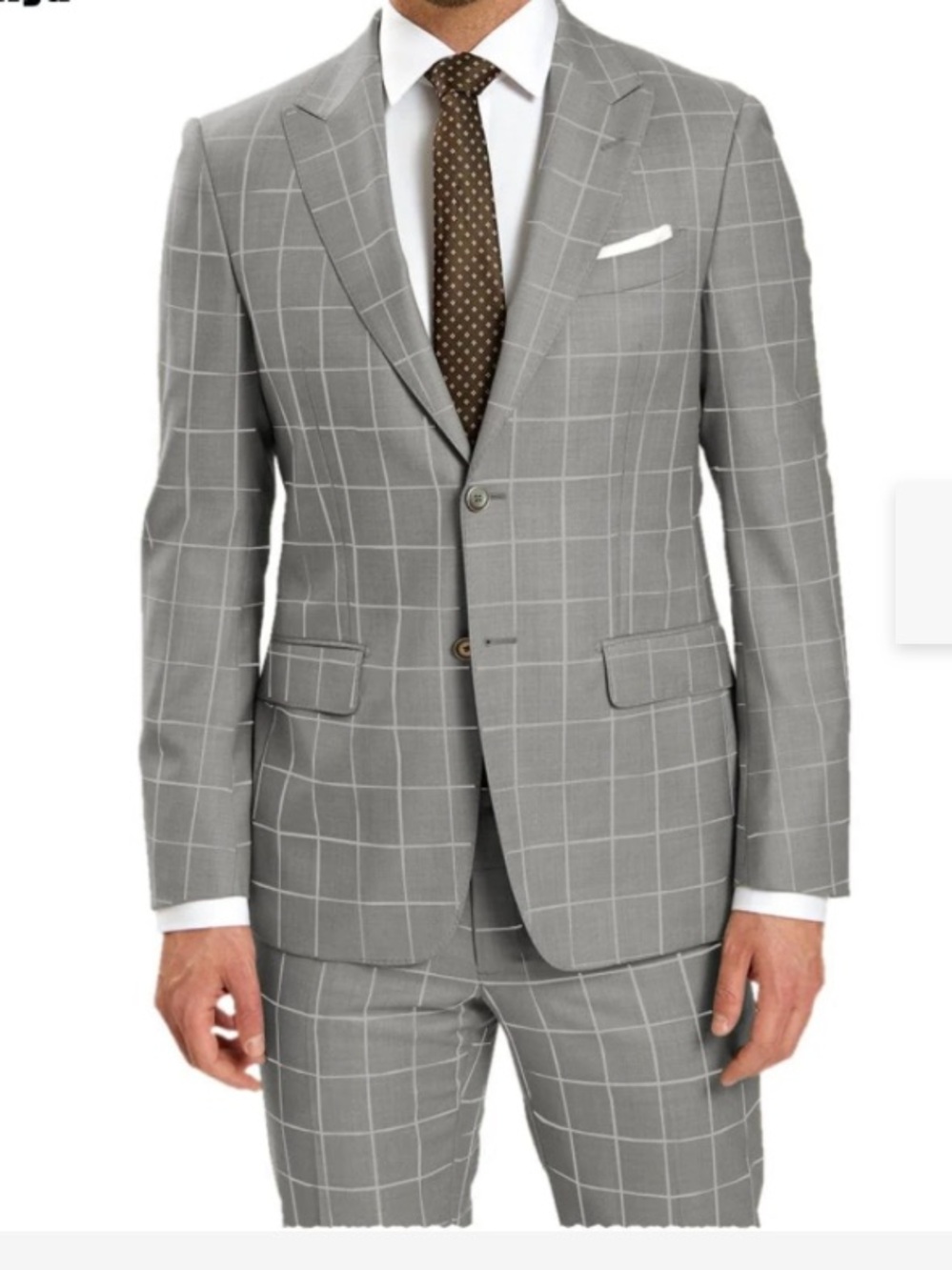 Gray Windowpane Two-Piece Suit Jacket & Pants